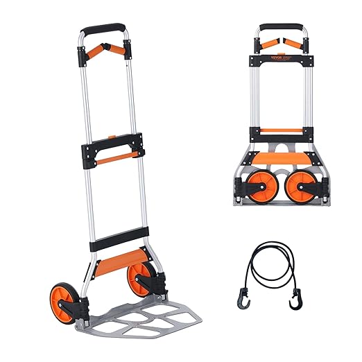 VEVOR Folding Hand Truck and Dolly, 309 Lbs Capacity, Aluminum Foldable Cart by VEVOR