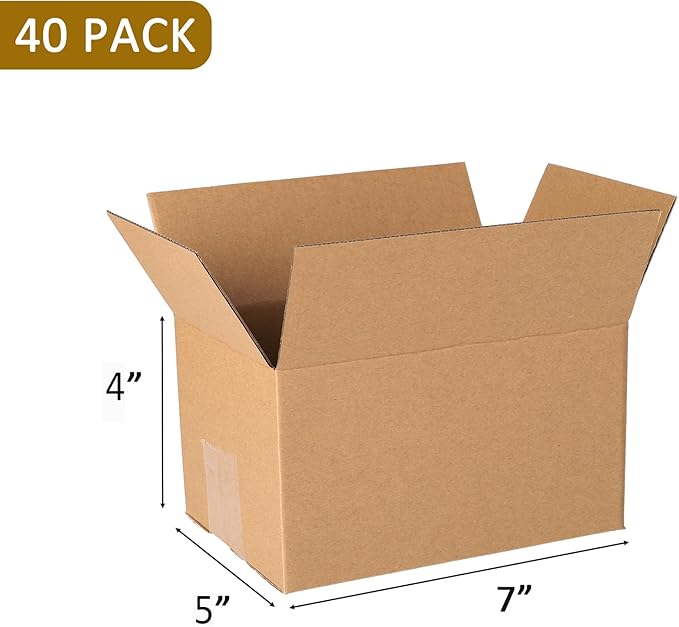 40 pack 7x5x4 inch Cardboard Box Mailers, Kraft Corrugated mailer Small - Image 2