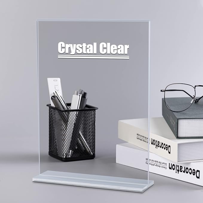 6pack Acrylic Sign Holder 8.5 X 11, Vertical T Shape Clear Plastic Menu Holder - Image 8