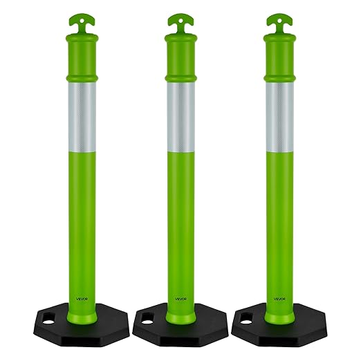 VEVOR 3 Pack Traffic Delineator Posts, 48 inches Traffic Safety Cones by VEVOR