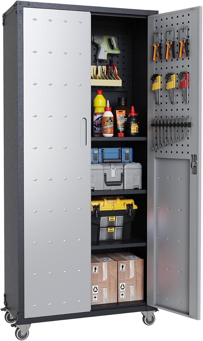71"H Metal Storage Cabinet by Unknown