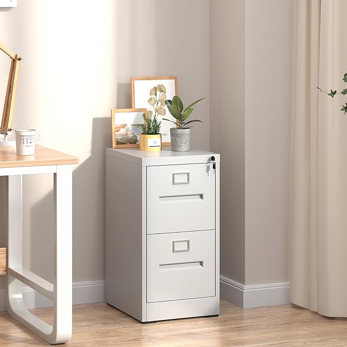 Metal File Cabinet with Drawer, Vertical File Cabinet with Lock - Image 2