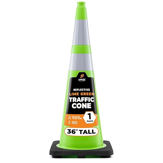 Xpose Safety 36” Lime Green Traffic Cone Dual 6" & 4" Reflective Collar – 1 by XposeSafety