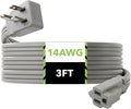 BN-LINK 3 ft Appliance Extension Cord 15-Amp Heavy Duty Power Cord, 14/3 SPT-3 by BN-LINK
