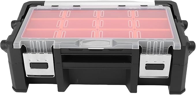 WALFRONT Electronic Tool Box Small Parts Organizer, 18 Compartment Dual Layer - Image 5