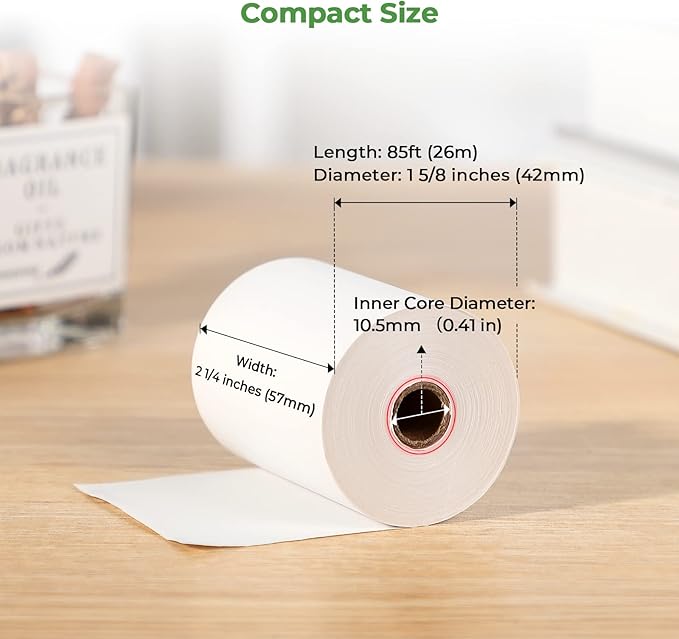 MUNBYN 2 1/4" X 85 ft Thermal Receipt Paper Cash Register Paper Rolls Fits - Image 2