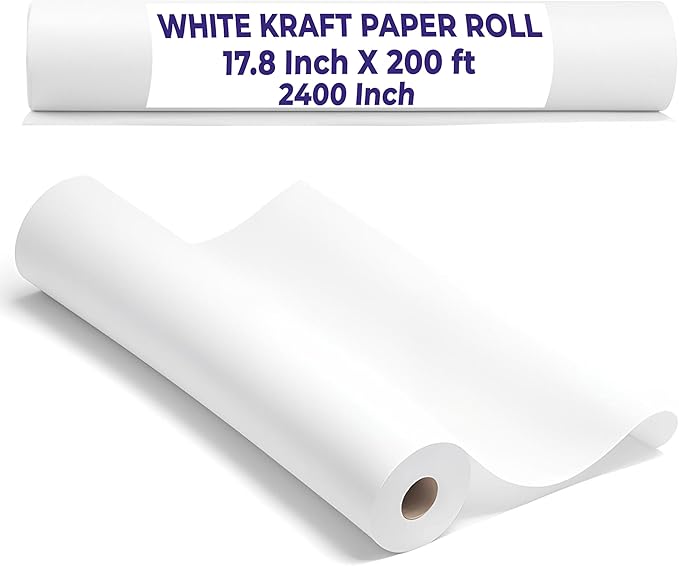 Purple Papers White Kraft Paper Roll | 17.8" x 200 ft Arts and Crafts Thick by PurplePapers
