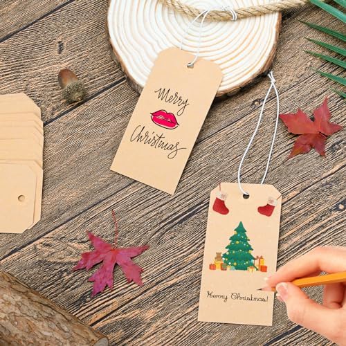 100 Pack Manila Shipping Tags with Elastic String - Image 7