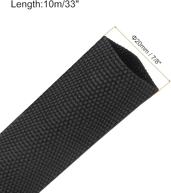 MECCANIXITY Braided Cable Sleeves Heat Shrinkable Fabric Sleeving, 7/8" 33ft - Image 2