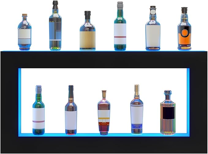 VEVOR LED Lighted Liquor Bottle Display Shelf, Square 48 Inches, Supports USB - Image 10