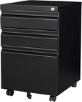 3 Drawer File Cabinet with Wheels, Metal Filing Cabinet with Lock, Office by Anxxsu