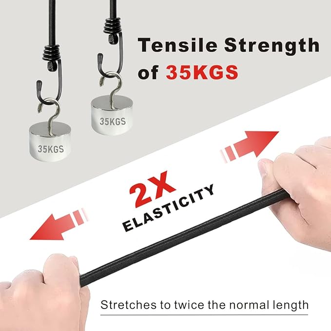 Bungee Cords with Hooks, Heavy Duty Outdoor Elastic Bungee Straps，No Odour - Image 2
