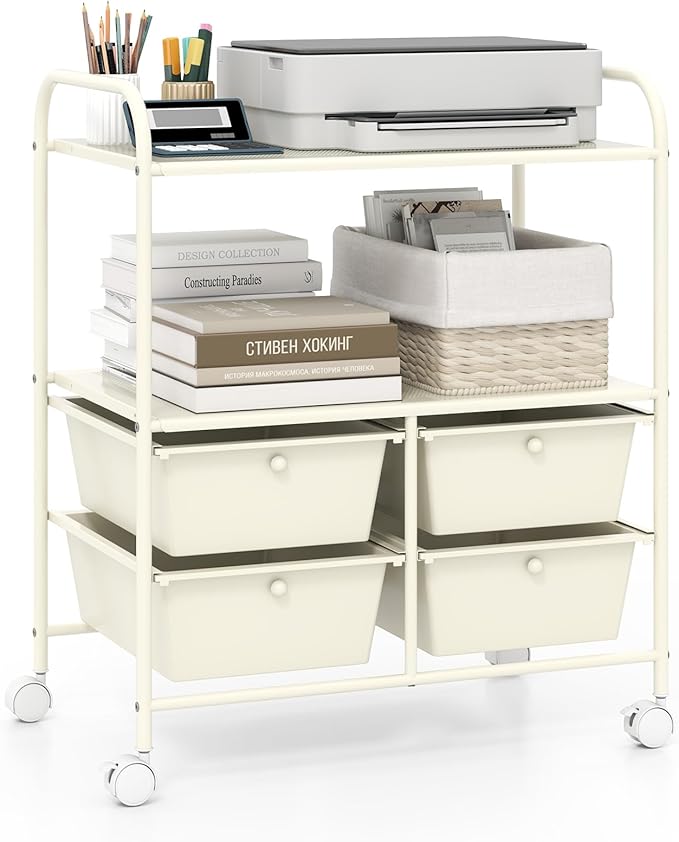 Giantex Rolling Storage Cart w/ 4 Drawers 2 Shelves Metal Rack Shelf Home by Giantex