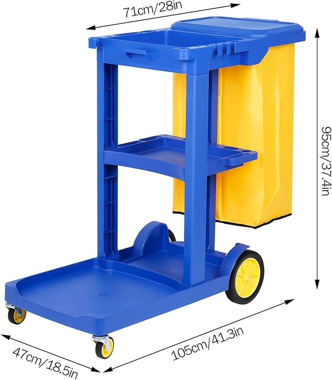 tonchean Commercial Janitorial Cart, 3-Shelf Housekeeping Cart - Image 2
