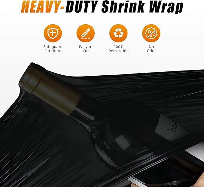 Black Stretch Film Shrink Wrap for Moving Supplies x 1000ft, Industrial - Image 3