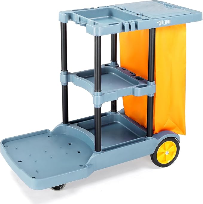 TUFFIOM Commercial Traditional Cleaning Janitorial 3-Shelf Cart, 500 Lbs by TUFFIOM