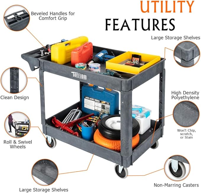 TUFFIOM Plastic Service Utility Cart - Image 3
