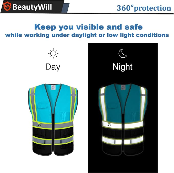 BeautyWill 10 Pack Custom Mesh Safety Vest Customized Logo Class2 High - Image 5