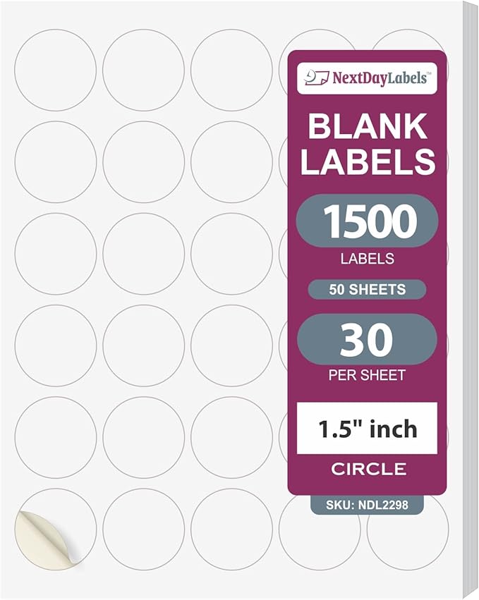 NextDayLabels – 1.5 Inch Round Sticker Labels by NextDayLabels