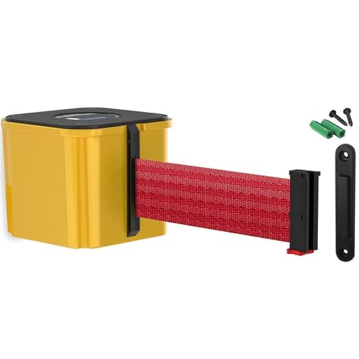 WM412 Retractable Belt Wall Mounted Yellow Crowd Control Barrier and Receiving by Visiontron