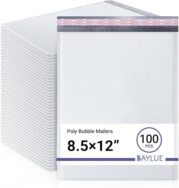White 8.5x12 Inch Poly Bubble Mailers #2 |Self Seal Padded Envelopes | Air by BAYLUE