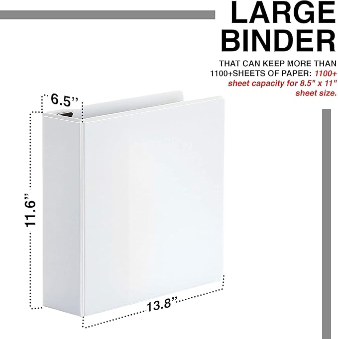 3 Ring Binders, 6 Inch D Ring Heavy Duty Large Binder - Image 5