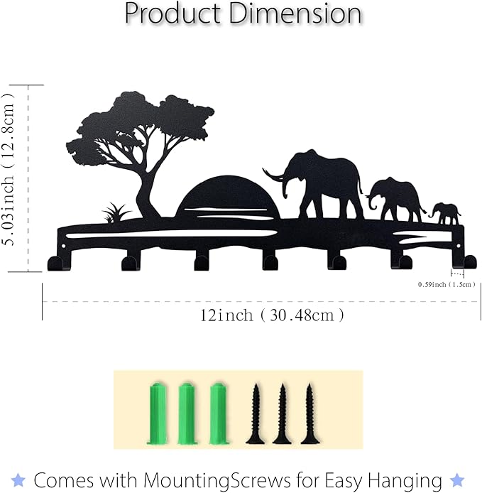 Elephant Family Metal Key Hook Rack - Image 2