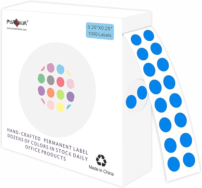 PARLAIM 1/4 Inch Round Permanent Adhesive Color-Code Dot Stickers, 1000 by PARLAIM