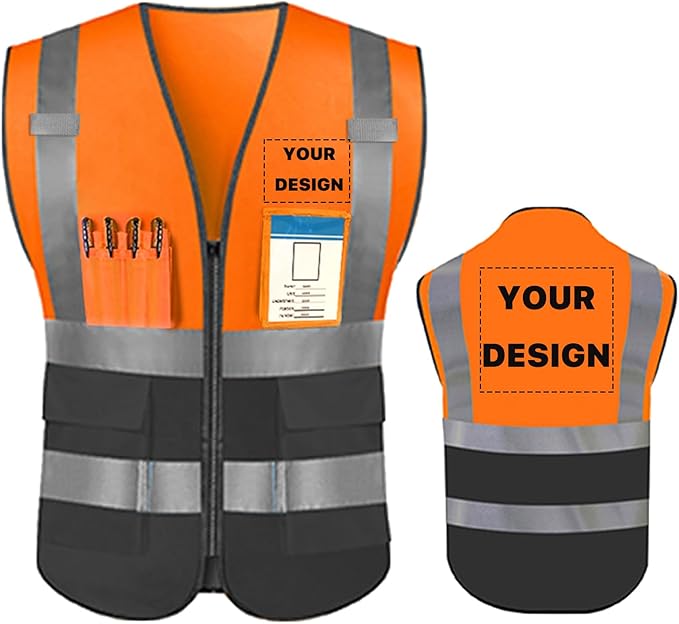 YOWESHOP High Reflective Visibility Safety Vest Custom Your Logo Safety Workwear by YOWESHOP
