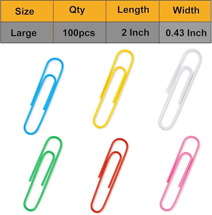 Paper Clips?100PCS Paper Clips Large 2 Inch, Durable & Rust Resistant Colored - Image 4