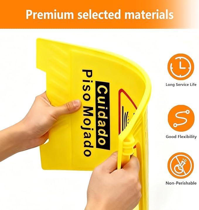 2 Pack Caution Wet Floor Sign, Bright Yellow, Double-Sided A-Frame Safety - Image 3