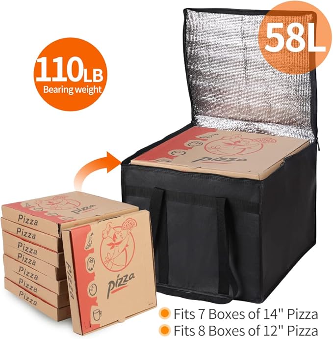Bodaon Insulated Pizza Delivery Bag, Commercial Delivery Bag, Food Warmers - Image 4