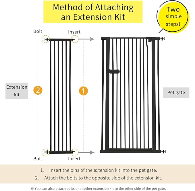 Lumizone Extra Tall Cat Gate Extension Kit 61.02" High Pressure Mounted 2025 - Image 2