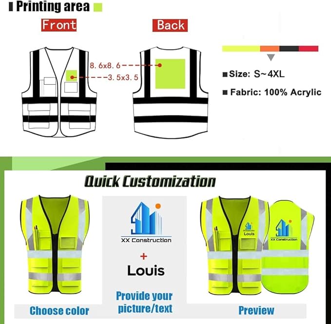 YOWESHOP High Reflective Visibility Safety Vest Custom Your Logo Safety Workwear - Image 3