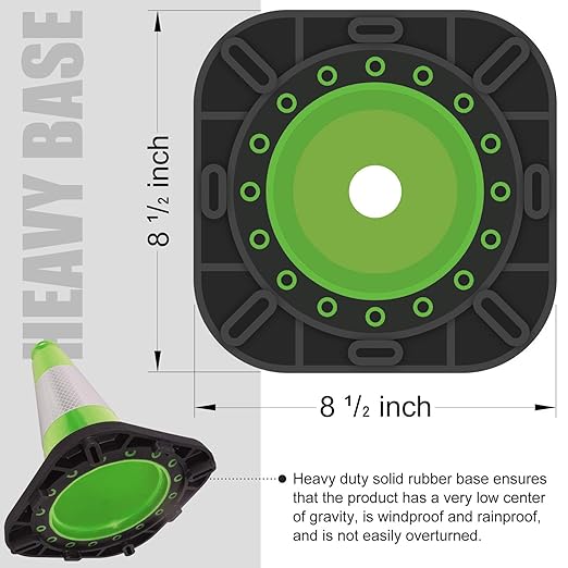 6 Pack 12" Inch Green PVC Traffic Cones - Image 4