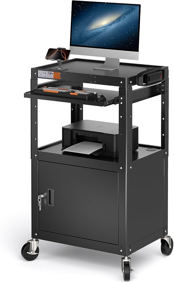 Steel Large AV Cart with Locking Cabinet by POCHAR-FactoryDirectCustomizedProducts