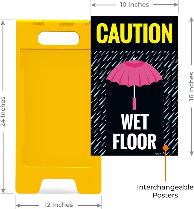 Caution Wet Floor Umbrella Sidewalk Sign Kit, 10x16 Inches, - Image 3