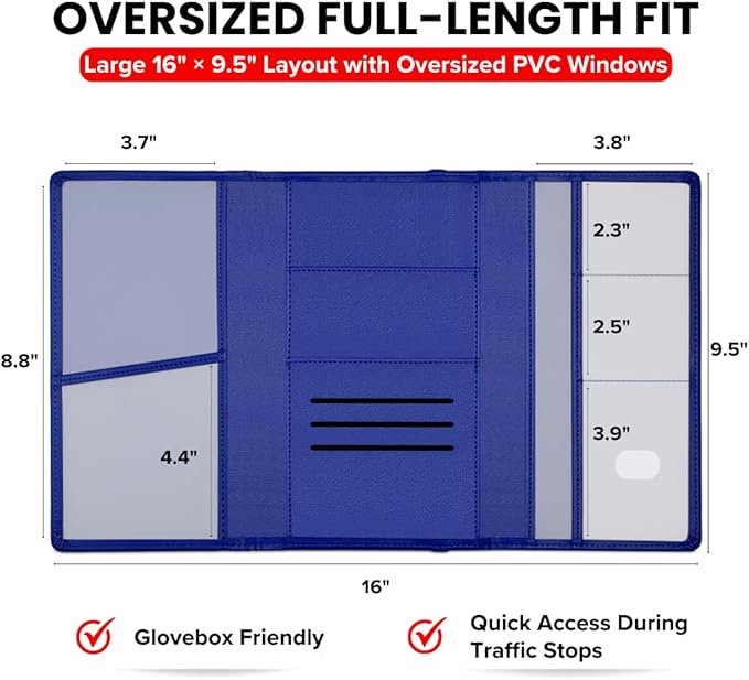LINTRU Car Registration and Insurance Holder Trifold, Oversized Fit - Image 2