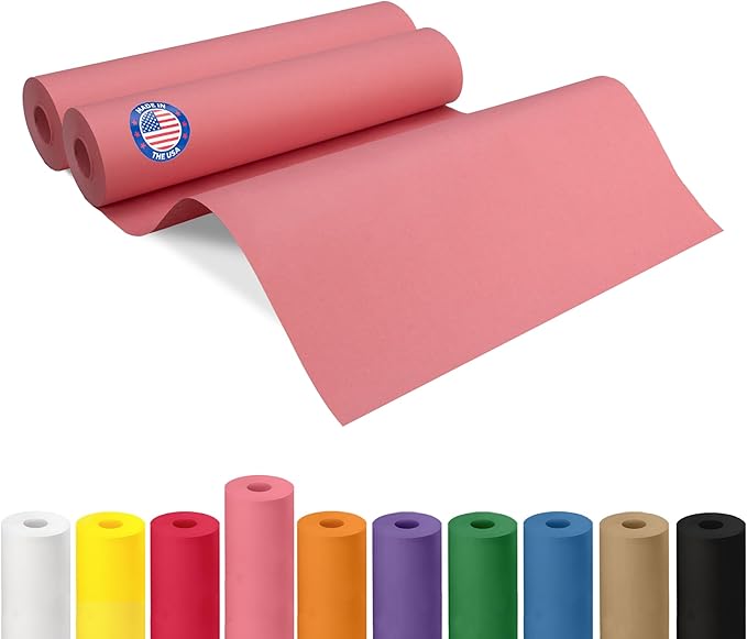 12" x 1200" Pink Kraft Paper Roll, Kids' Arts & Crafts, School Projects by IDLPackaging