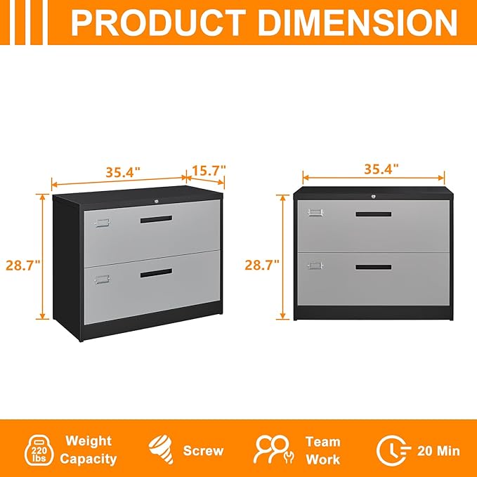 Lateral File Cabinet, Metal Filing Cabinet - Image 3