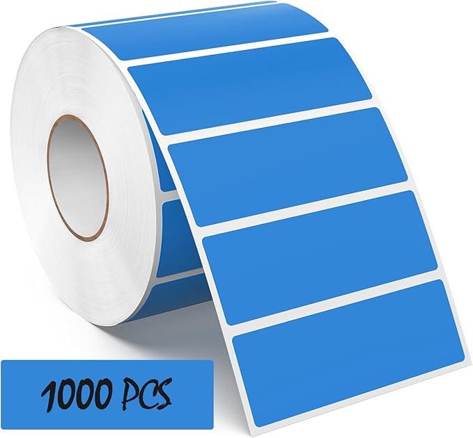 Blue Rectangle Color Coding Labels 3 × 1 Inches, Self-Adhesive Writable by Meitaat