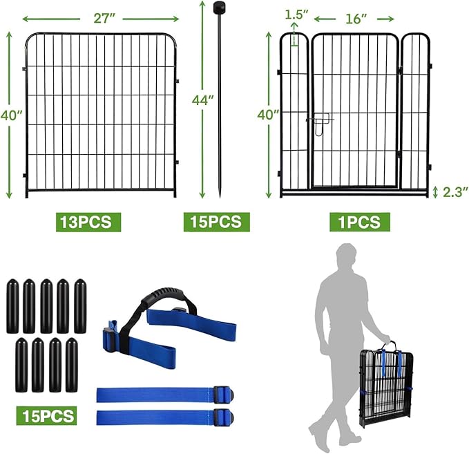 ADAVIN Garden Fence Wide Door Low Threshold, 40 inch High 14 Panels Total 31 Ft - Image 4