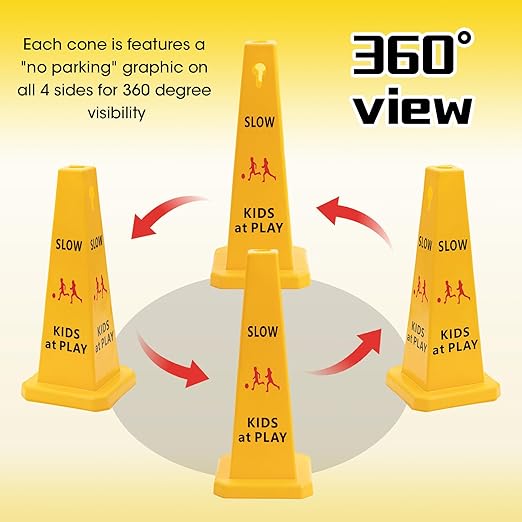 10 Pack Slow Down Kids at Play Cones 26.38 Inch Slow Kid at Play Safety Signs - Image 3