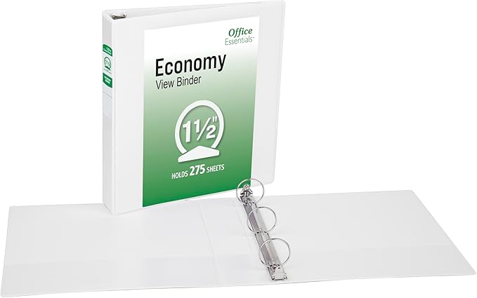 Office Essentials Economy View 3 Ring Binders, 1.5" Round Rings, 2.1" Spine - Image 7