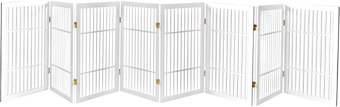Pet Dog Gate Strong and Durable Freestanding Folding Acacia Hardwood Portable by Urnporium