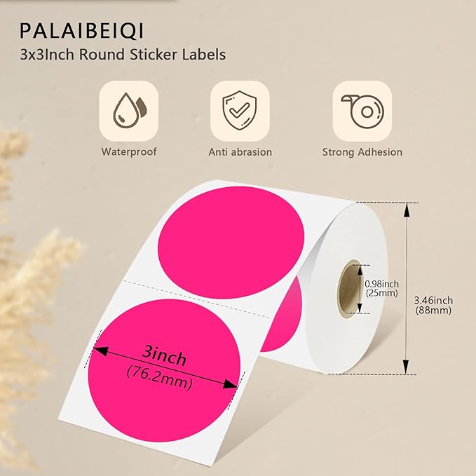 3 X 3 Inch Round Thermal Labels Circle Color Coding Labels Printable Waterproof - Image 3