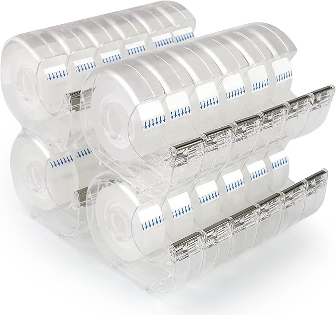 24 Pcs Transparent Tape with Dispenser, 0.7 in x 1000 in Clear Tapes and by JEFURE