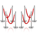 8Pcs Sliver Stanchion Post Queue Velvet Ropes and Posts by SuiROYI