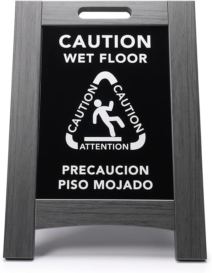 Premium Outdoor Composite Caution Wet Floor Sign – Bilingual w/Non-Skid Plastic - Image 4