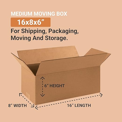 AVIDITI Shipping Boxes Flat 16"L x 8"W x 6"H, Moving and Storage - Image 3